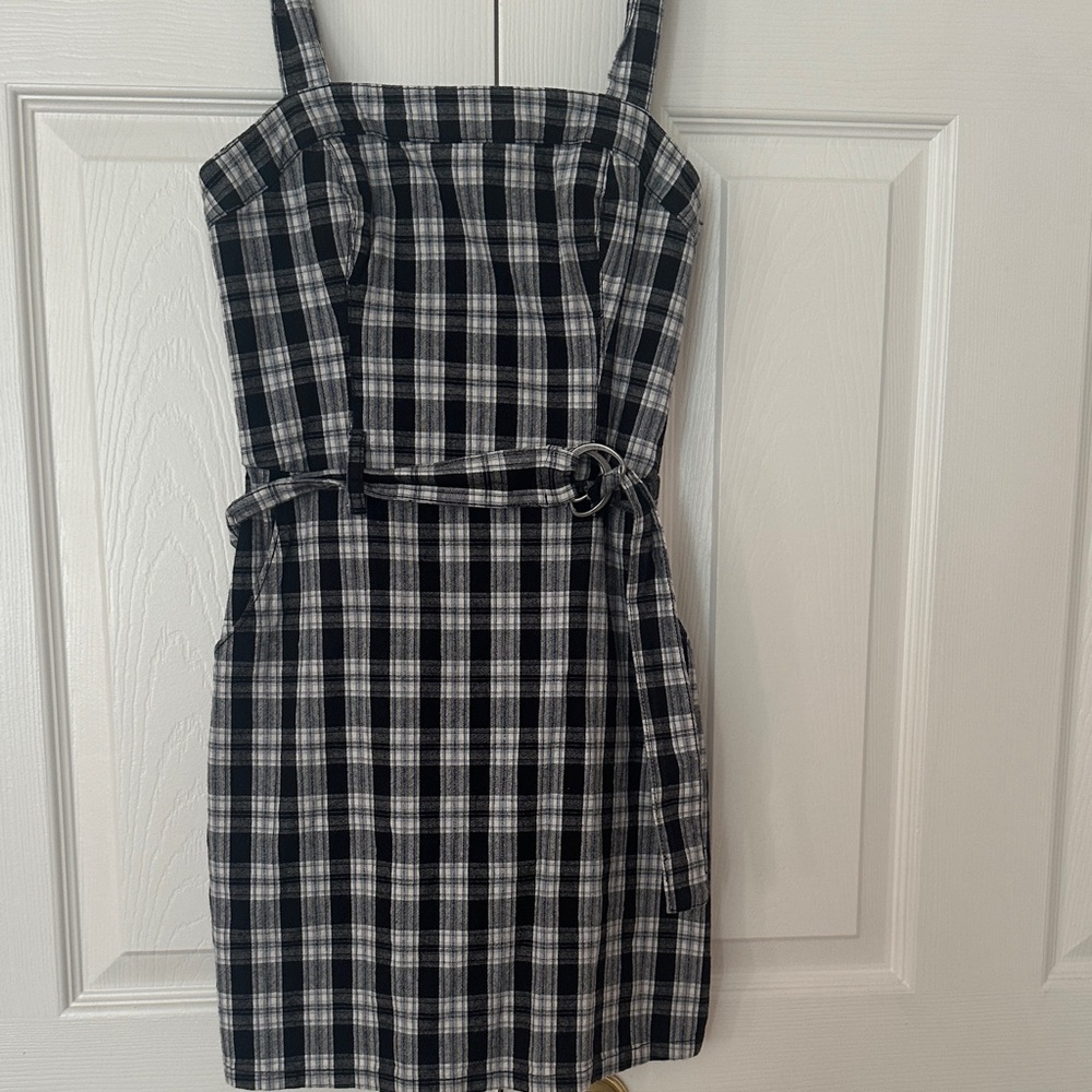 Hollister Black and White Plaid Mini Dress
